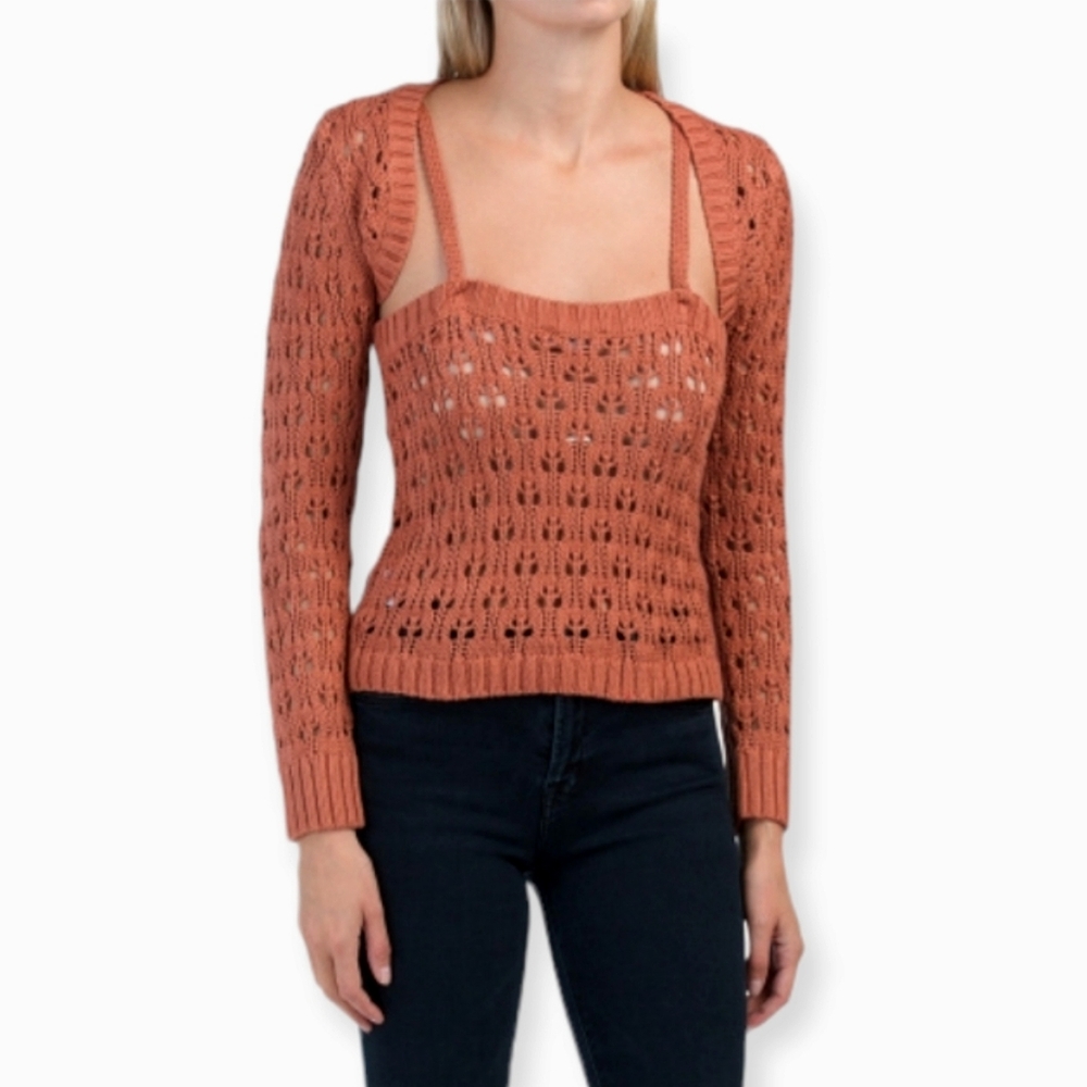 525 America Pointelle Shrug Small